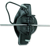 Black Gallagher Pinlock Wood Post Fence Insulators holding smooth wire