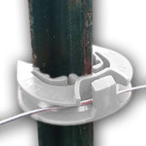 white Lock Jawz electric fence Post Insulator with fence wire