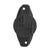 Black plastic component with textured surface on a white background