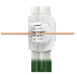 Gallagher White plastic electric fence insulator with a green and orange gradient background