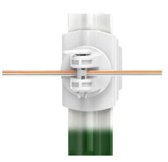 Gallagher White plastic electric fence insulator with a green and orange gradient background
