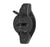 Black plastic electric fence insulator on a white background
